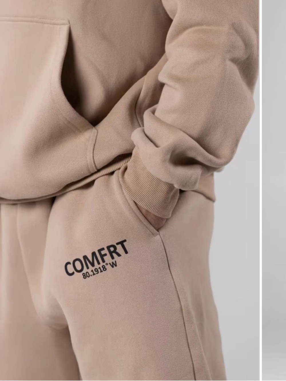 COMFRT Beige Cozy Sweatpants, men’s, size L, waist 20’ inches - Picture 2 of 7